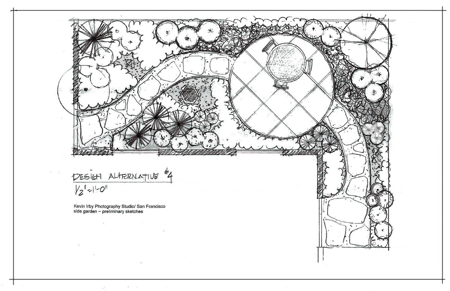 a drawing of a garden design.